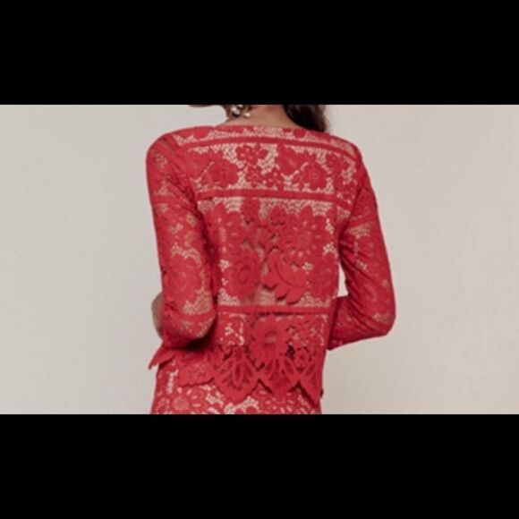 VICTORIA’S SECRET FOR LOVE & LEMON RED LACE TOP - Picture 4 of 8